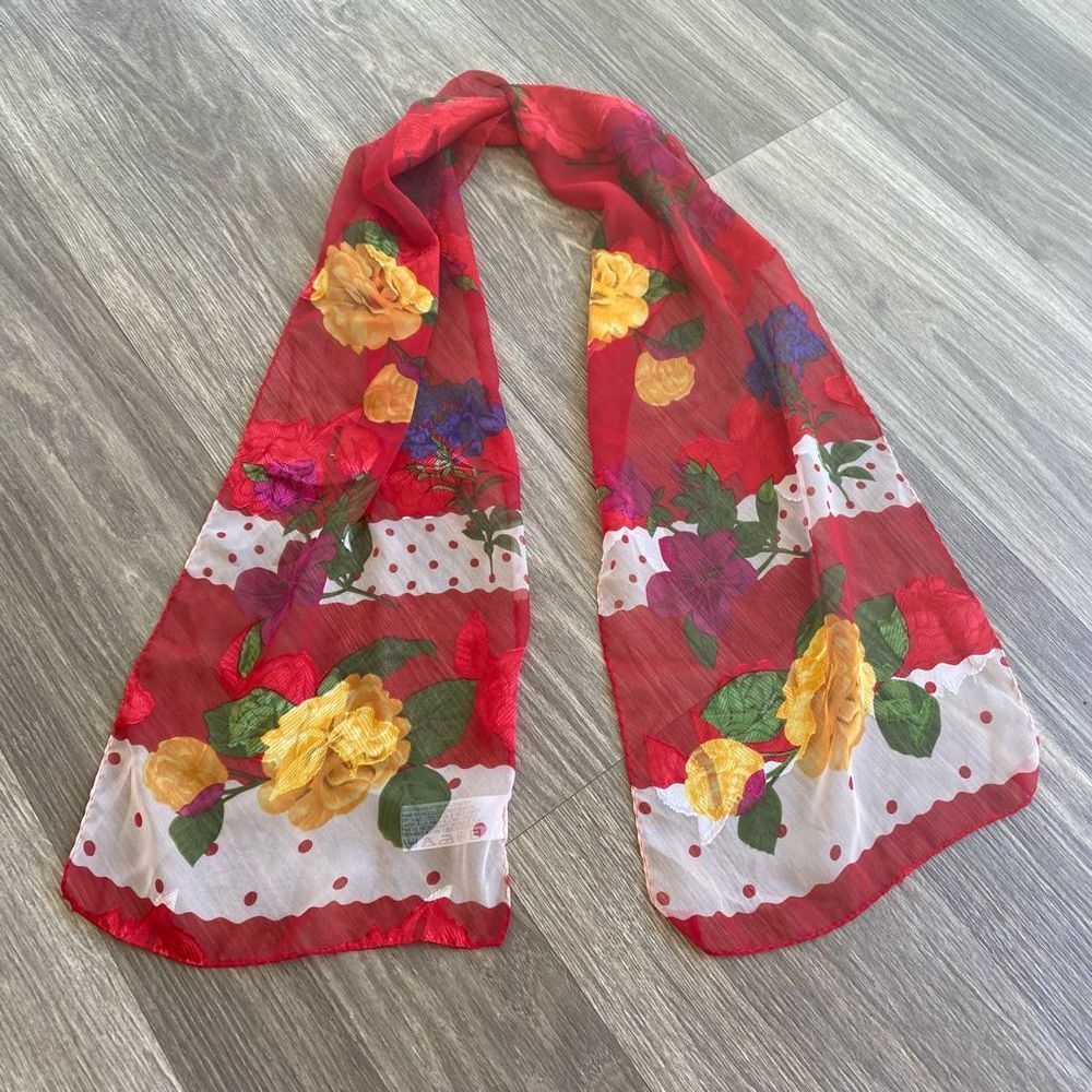 Vintage Liz Claiborne Floral Scarf 50” X 10”